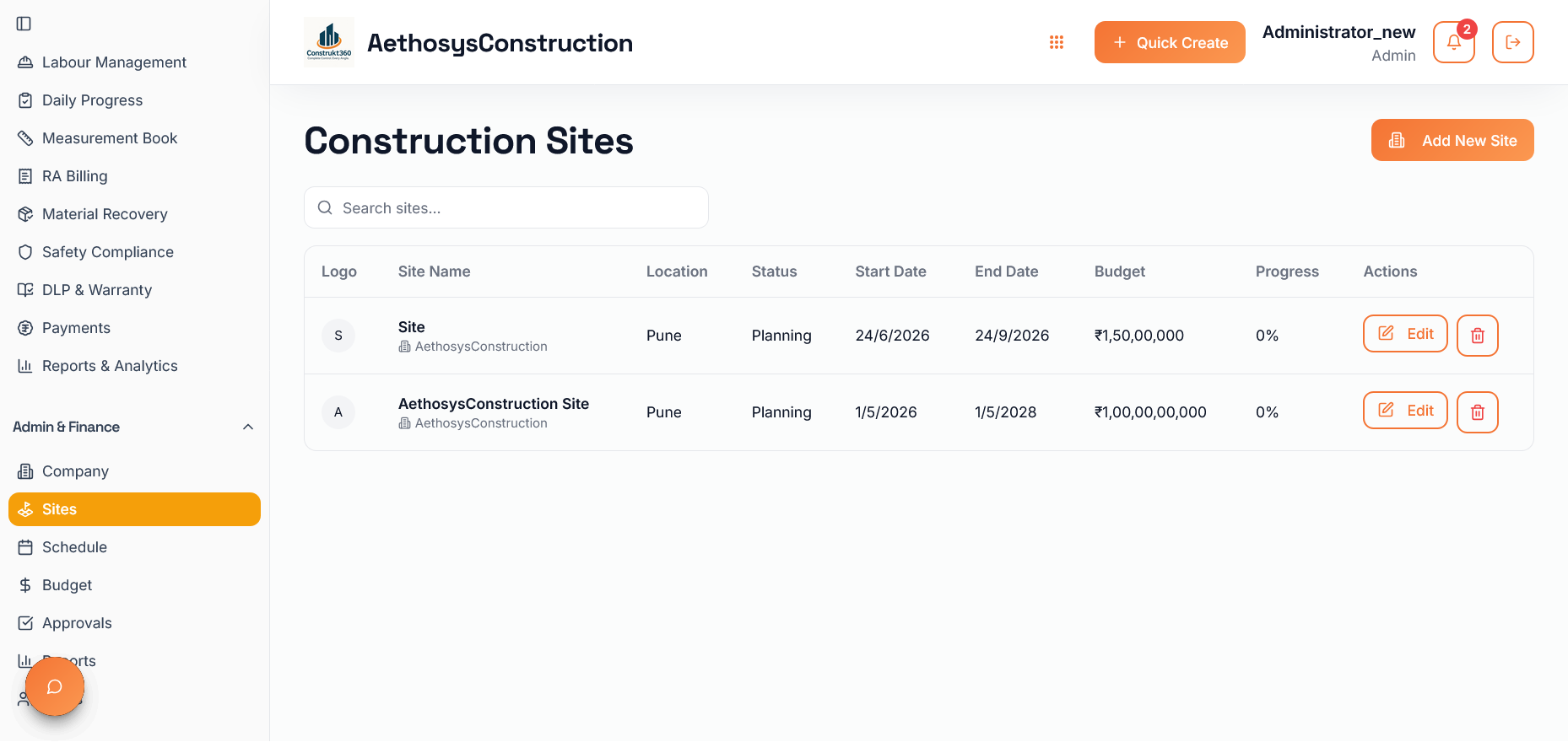 Aethosys Dashboard